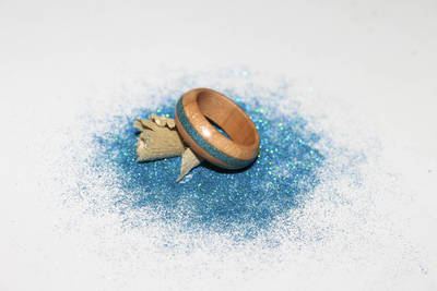 anello legno glitter blu