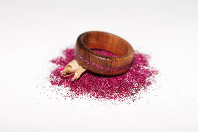 anello legno glitter viola